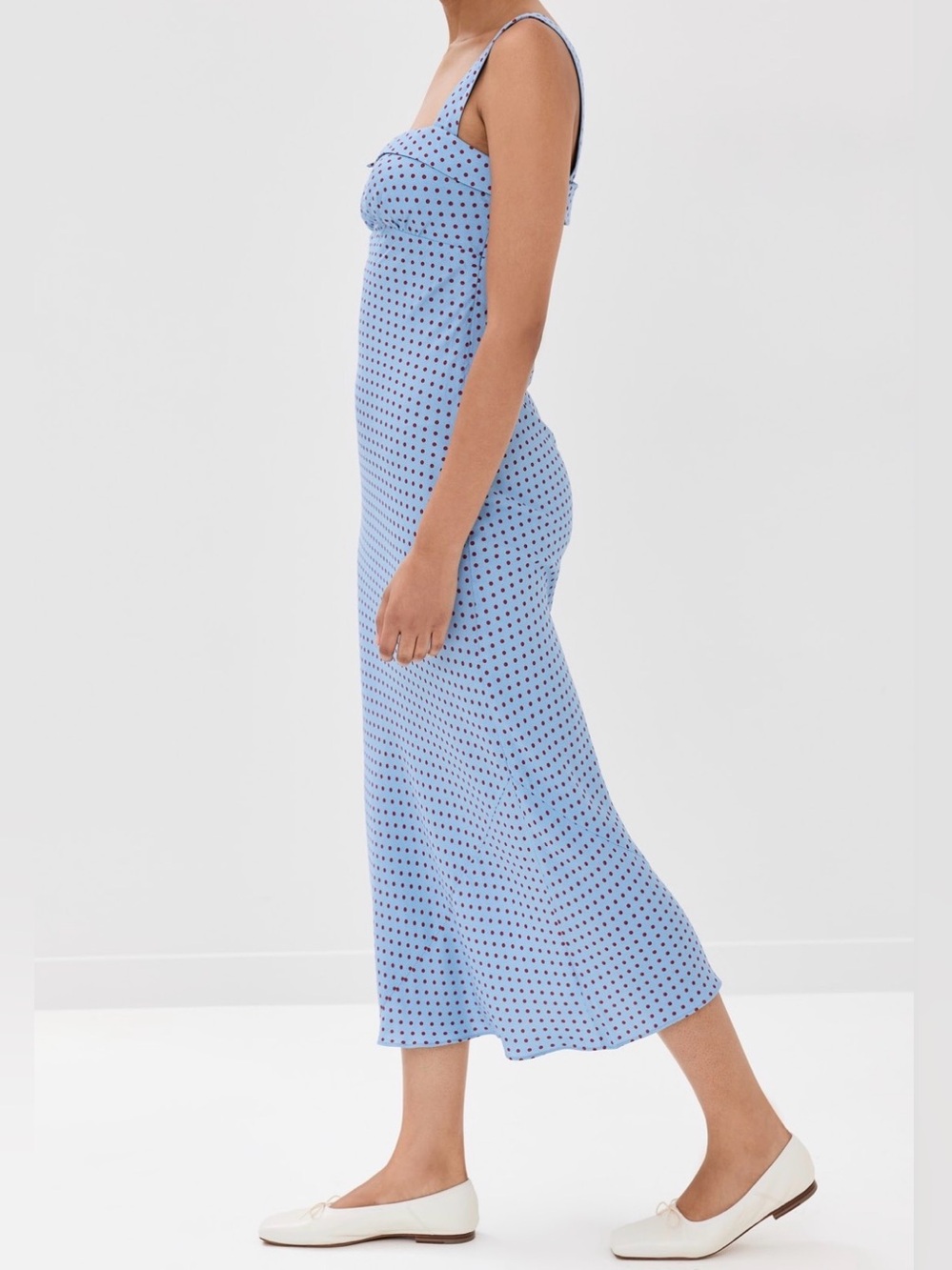 Reformation Tancy Dress in Summertime Dot Size 6 Blue Red - Picture 7 of 15